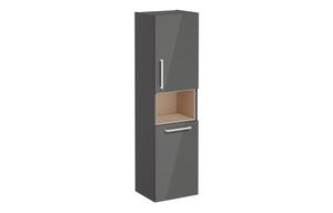 VitrA Root Flat 40cm 2 Door Semi-Tall Unit w/Laundry Basket (RH Hinge) - Anthracite High Gloss